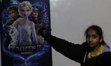 Poster provided by Disney, photographed freshman Ridhima Kodali crossing out the characters featured in the movie Frozen Two. 