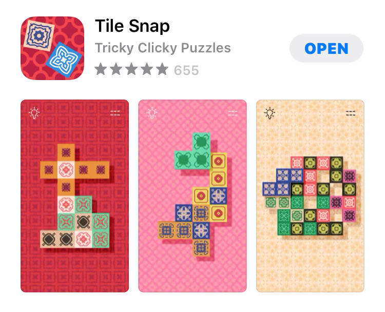 The app 'Tile Snap' in the Apple App store. 