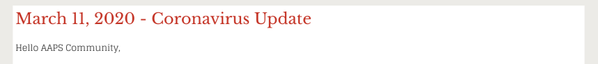 AAPS has been releasing updates, and now they have cancelled many school activities as cases in Michigan have been identified.