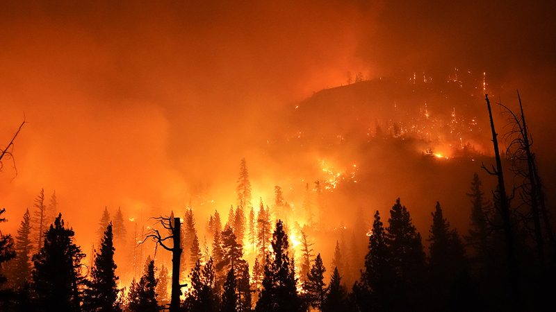 The Creek Fire burns in the Sierra National Forest, Sunday, Sept. 6, 2020, near Big Creek, Calif. (AP Photo/Marcio Jose Sanchez)