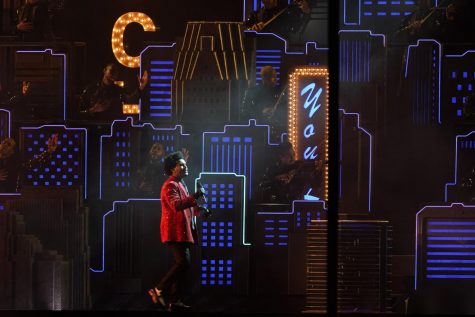 The Weeknd performs in front of fans during the halftime show for Super Bowl LV on Sunday, February 7, 2021 in in Tampa, Florida. He has been a prominent, outspoken critic of the Grammys in recent months.