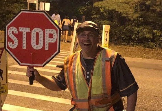 Mr. Ash as an evening crossing guard at Interlochen during Band Camp. 
