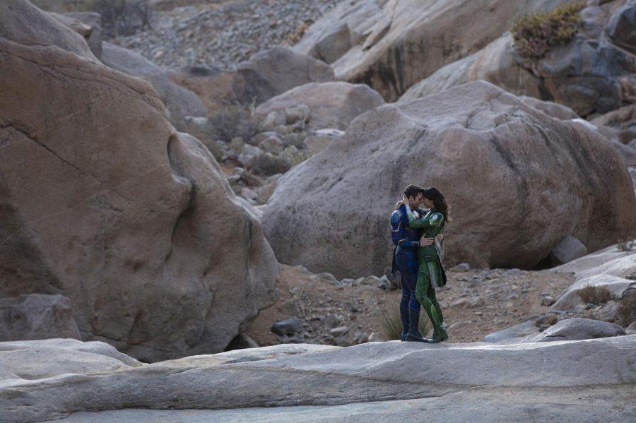 From left, Richard Madden and Gemma Chan in the film "Eternals."