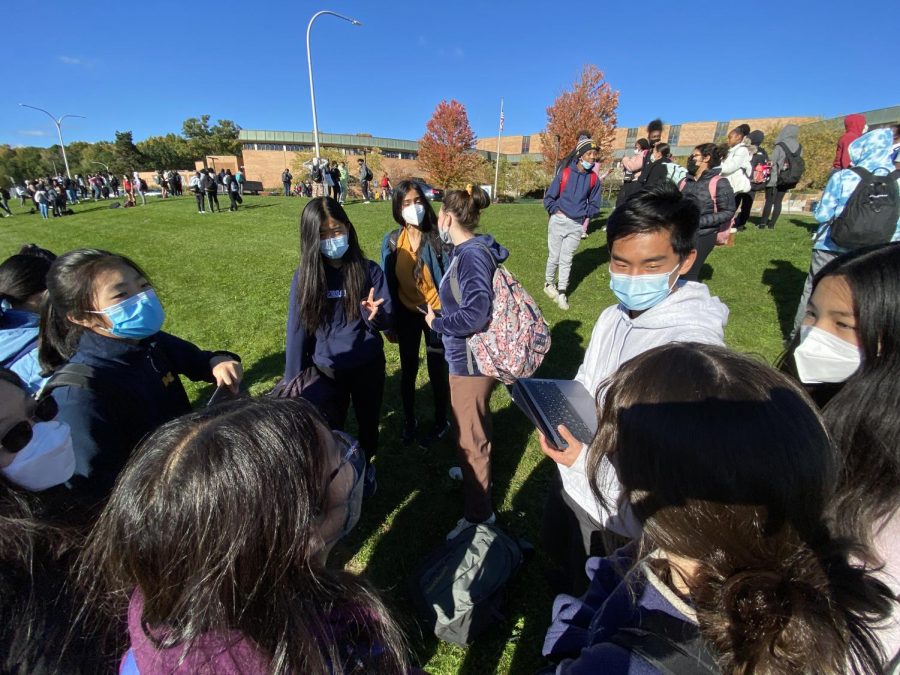 Students evacuate Huron after school.
