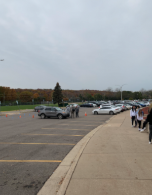 Students found administration in the parking lot on Nov. 9. It was administrations goal to clarify the already existing rules of the parking lot. 