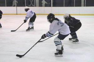 Junior Rachel Wei carries the puck into the offensive zone