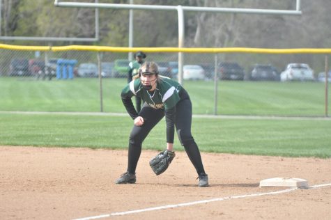Cullen anticipates a hit while playing in the infield.