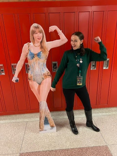 Horwitz posing with her cardboard cutout of Taylor Swift. Photo courtesy of Horwitz