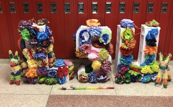 Flower art made by student of the Latino Student Union. 

Photo in courtesy of Mrs. Wroblewski