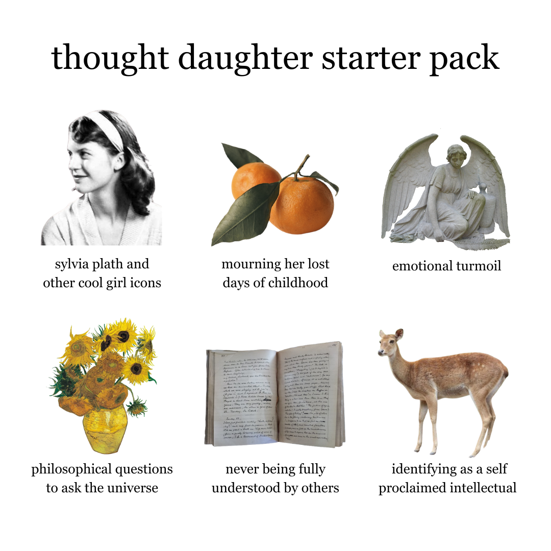 A graphic depicting the common attributes of a "thought daughter." 