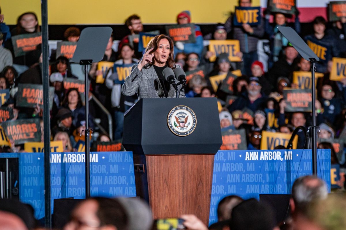 On Monday, Oct. 28, Presidential Candidate Kamala Harris held a rally in Ann Arbor at Burns Park with running mate, Tim Walz. 