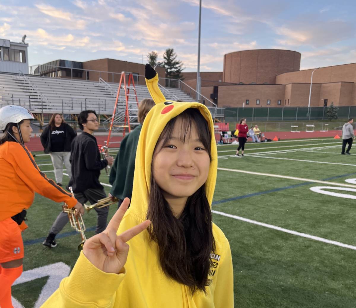 Freshman Deborah Song at marching band rehearsal, where the theme was Halloween. Courtesy of Deborah Song. 