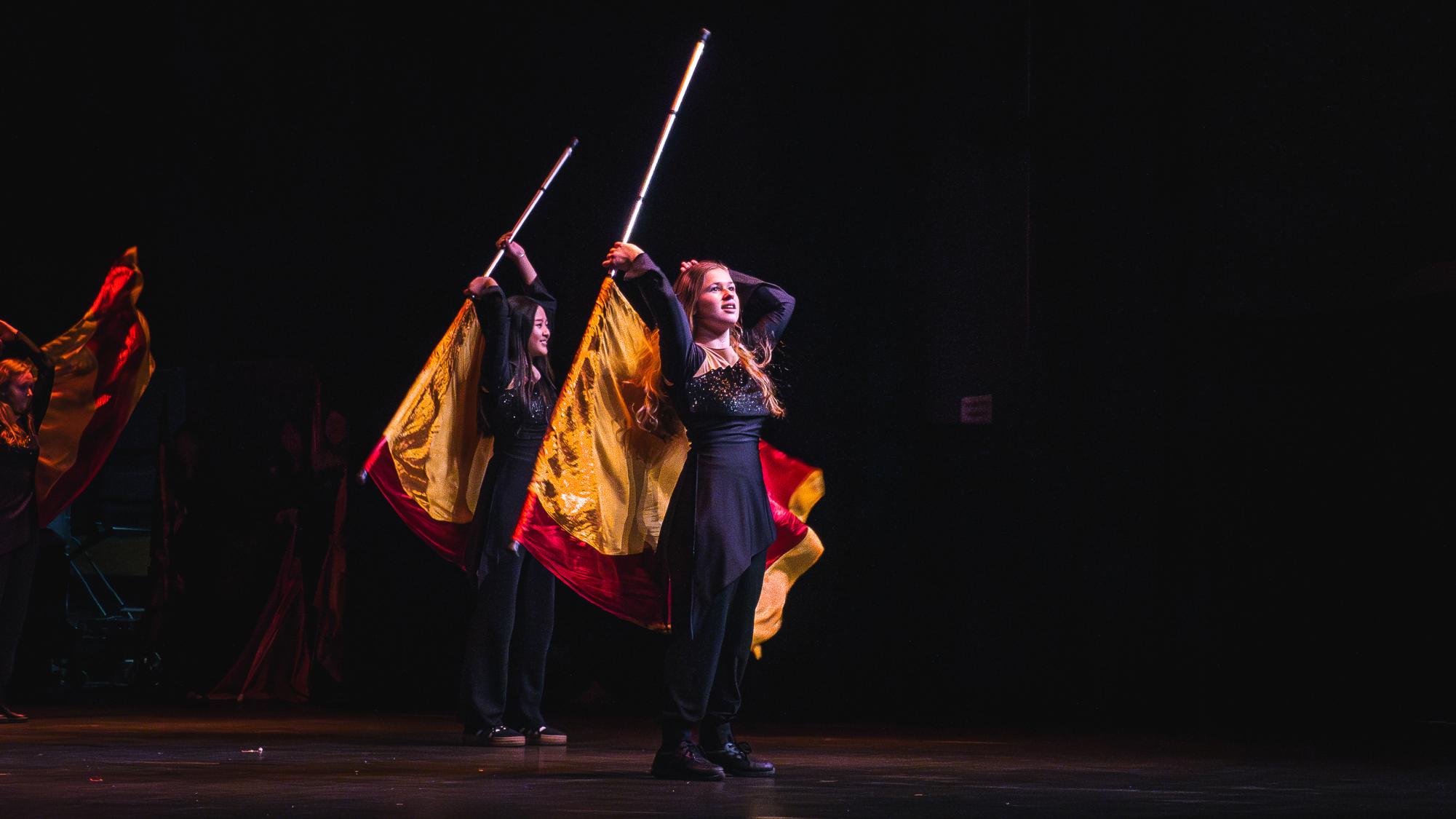 Color Guard waved their flags to the flow of the music. 