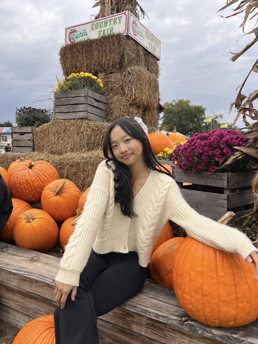 Junior Jessica Wu posing at a pumpkin patch. Courtesy of Wu.