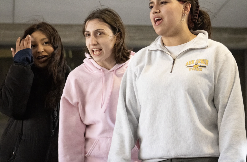 Senior Julia Brinker, Senior Selene Koremenos-Tsebelis, and Junior Angelys Ramierez led the walk out, speaking to all the students.