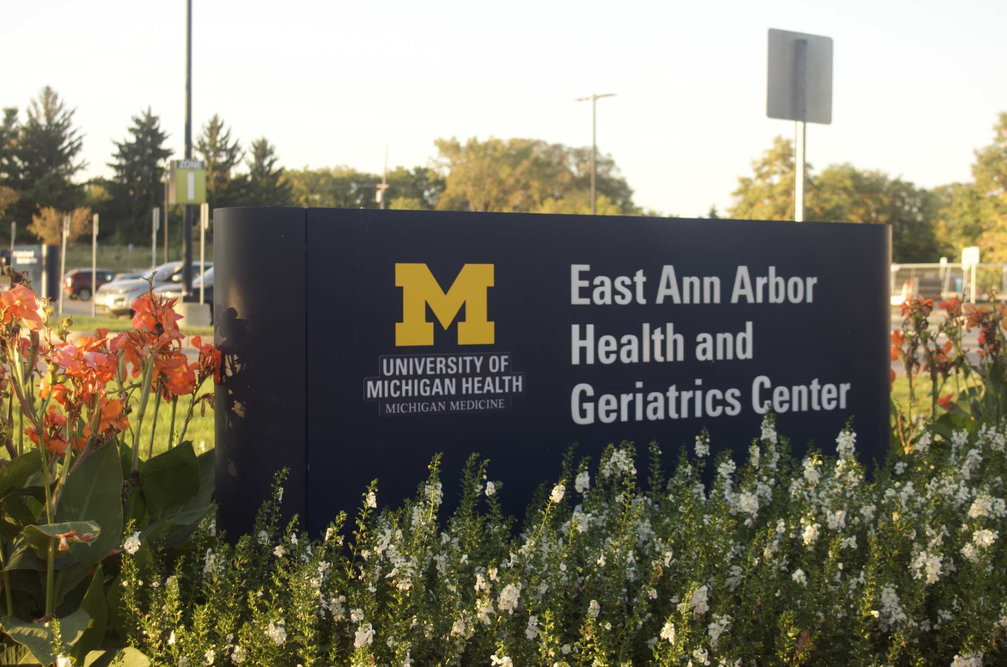 Front sign of the UM Health's East Medical Campus
