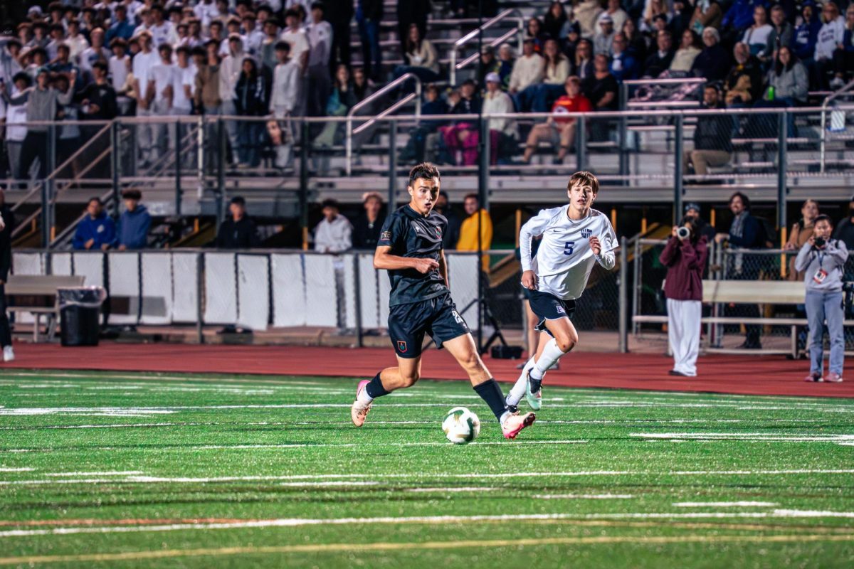 Driving the ball forward is senior Unejs Ramaxhiku. Ramaxhiku joined the team late in the season, but was still able to make an impact. 