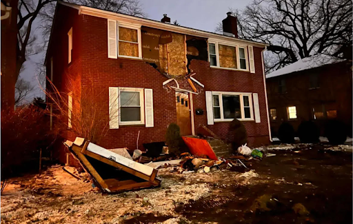 The house after the incident. 