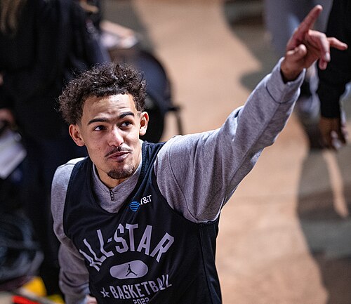 “Trae Young at 2022 NBA All-Star Weekend” by Erik Drost, via Wikimedia Commons, licensed under CC BY 2.0.