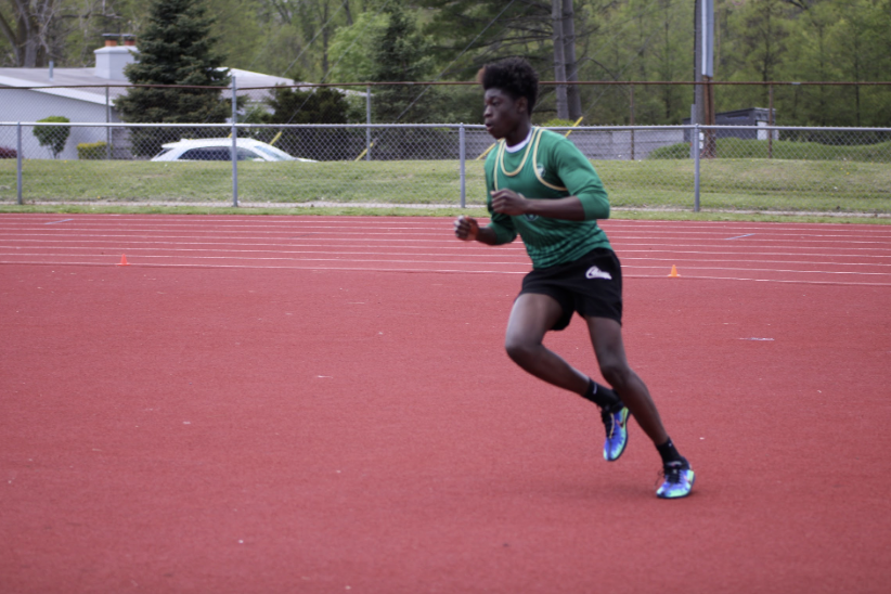 Sophomore Bengaly Kaba gets ready for his high jump event. 