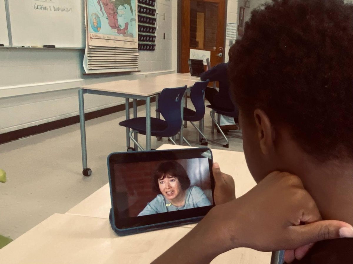 Johnathan Pryor-McAdam watching "PEN15" on his iPad. Courtesy of Pryor-McAdam