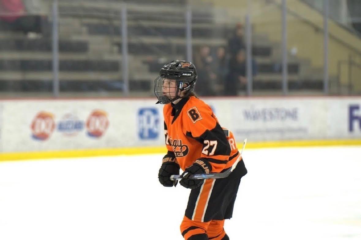 Sophomore Morgan Randall playing ice hockey. Courtesy of Randall.